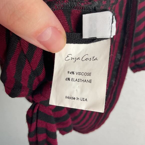 Enza Costa Womens Striped Front Tie Cropped Tee Shirt Small - Picture 6 of 9